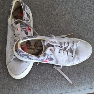 Ted Baker Gray and Pink Floral Sneakers